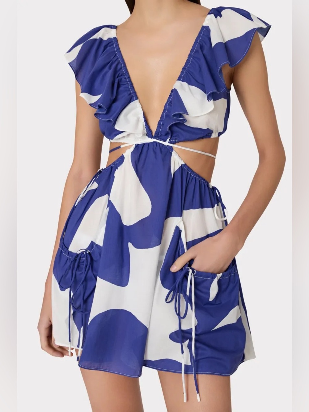 NWT Milly Cabana Delilah Grand Foliage Dress Blue White Coverup Sz L